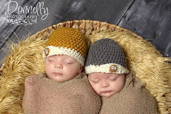 Baby boy hat-baby girl hat-you pick colors-crochet hat-owl beanie-newborn photography-photo prop