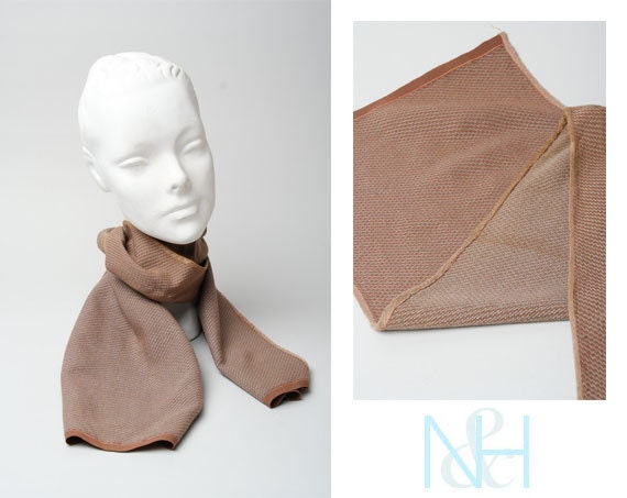 Vintage 1980s Brown Scarf with Twill Weave