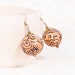 Vanilla Yellow Floral Dangle Earrings - Ethnic Wooden Earrings - Pyrography Wood Jewelry
