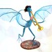 Dragon Musician Art Doll: Miles, Turquoise Dragon Playing a Trumpet