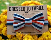 Navy, Dark Red, & Grey Striped Adjustable Baby/Toddler Bow Tie