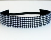 Black & White Houndstooth Non-Slip Headband - 1.5"