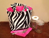 Jars to Go Bag - zebra and pink canning jar lunch tote