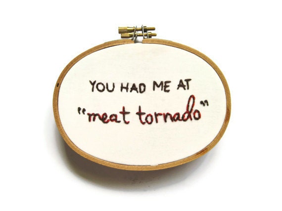 Ron Swanson Embroidery Hoop : Meat Tornado - Parks and Rec TV Quote Home Decor Wall Art