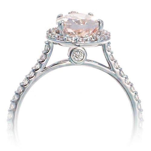 14K White Gold Pear Cut Morganite Engagement Ring Shape Diamond Halo Alternative Engagement Solitaire Wedding Anniversary Gemstone Ring