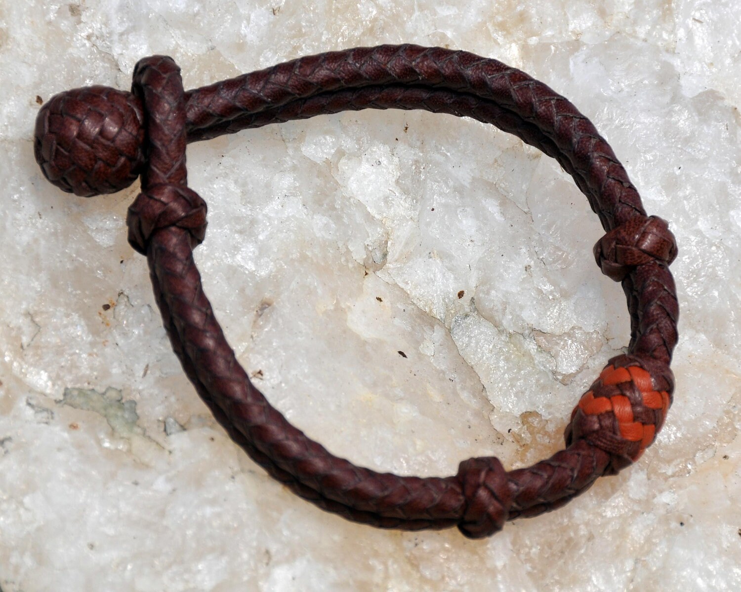 8 Plait Braided Kangaroo Leather Lace Bracelet Brandy by rafterjc