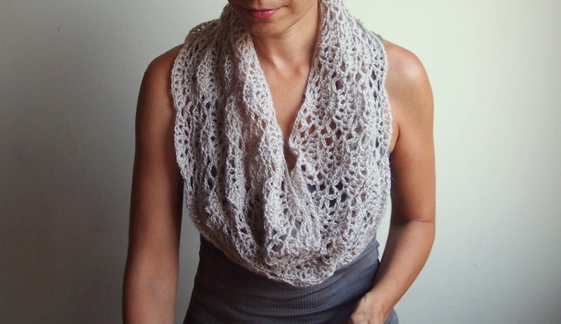 PDF crochet pattern lacy capelet shrug shawl bride wedding infinity loop neckwarmer  - DIY tutorial - Instant Download