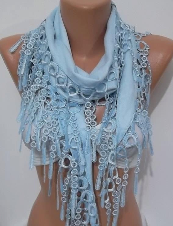 Super Elegant Scarf It made with good quality PASHMINA fabric ...Sky Blue