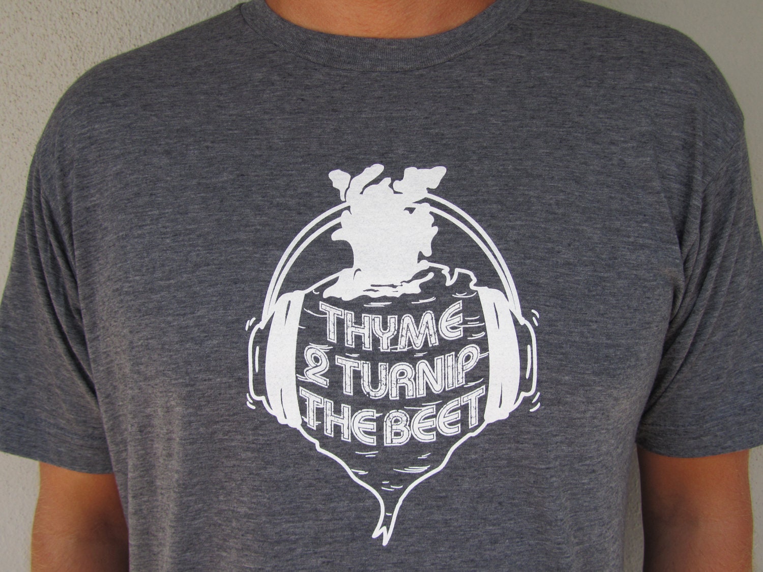 Men's Medium "Thyme to Turnip the Beet" Foodie T-shirt in many colors.