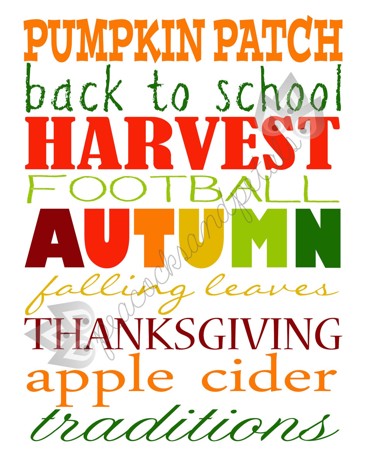 Printable Fall /  Autumn Subway Art