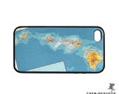 iPhone 4 Case - Vintage Hawaii Topo Map -- Rubber Bumper Case for iPhone 4 and iPhone 4S