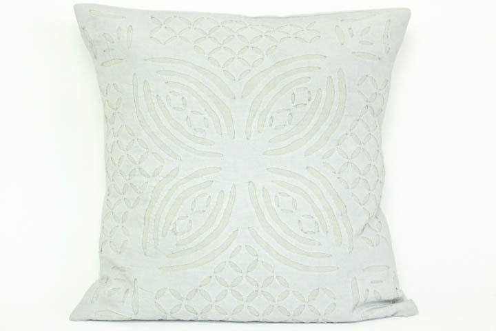 16x16 / Organic Beautiful Handmade Applique / Light Grey / Pillow or Cushion Cover - 27