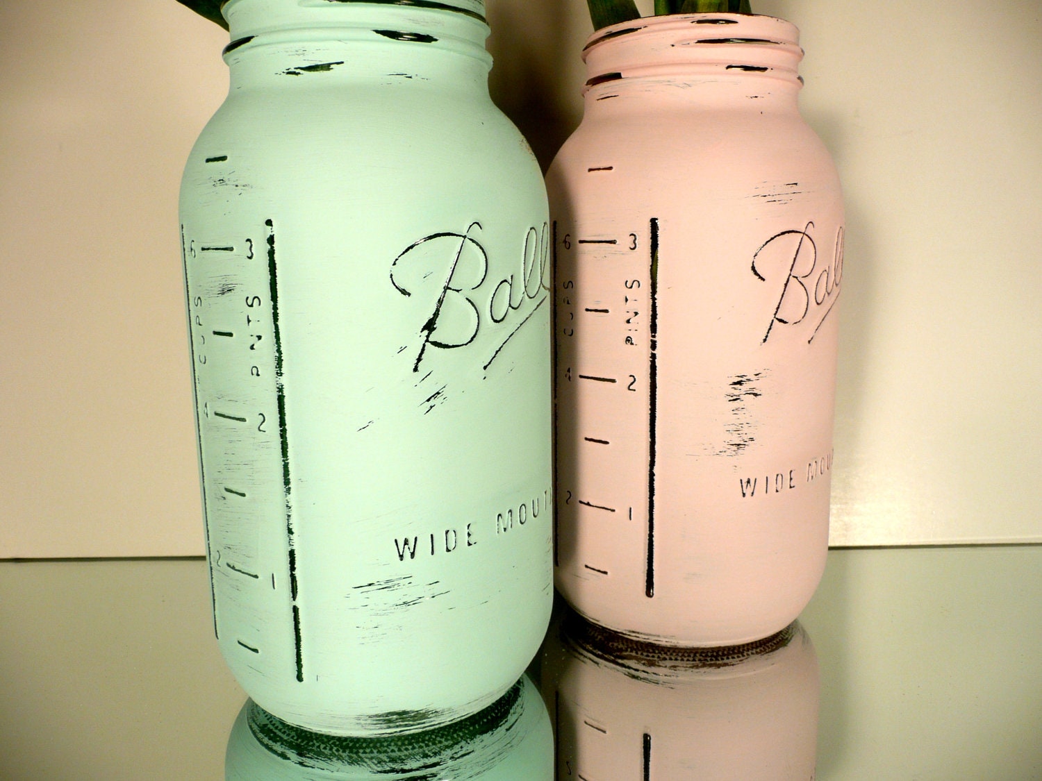 Long Board Love - Spring Wedding Decor - Large Painted Ball Mason Jars