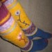 Knee socks hand knit in bright colors with flowers - Black Friday Etsy Cyber Monday Etsy
