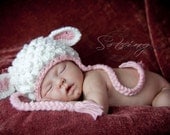 Baby Lamb Hat, Handmade, Knitted, Great Photo Prop, Adorable, Birth to 3 Months, Made to Order