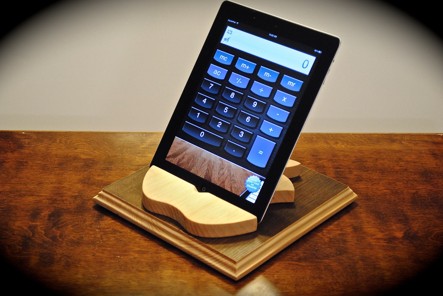 The "Apple Fan Docking Station" unique custom handmade wooden docking stand for iPad 1, 2, 3 and iPad mini