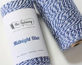 Bakers Twine - Navy Blue stripe Midnight Blue 240 yard spool - for gift wrapping - packaging - scrapbooking tags favors crafting string