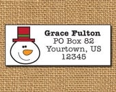 Christmas Address Labels, Personalized Holiday Stickers, Snowman, Holiday Gift Tags, Return Address Labels