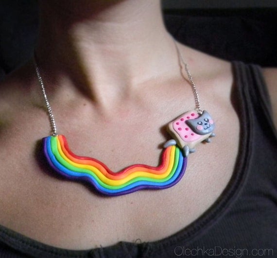 Nyan Cat Internet Meme Geek Necklace, Valentines Day Gift
