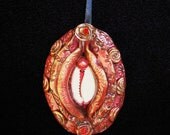 Rose and Gold Antiqued Moon Phase Shell yoni with swarovski crystal