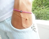 Evil eye bracelet in pink ball chain with gold plated heart charm casual everyday use best friend birthday high quality turkish istanbul