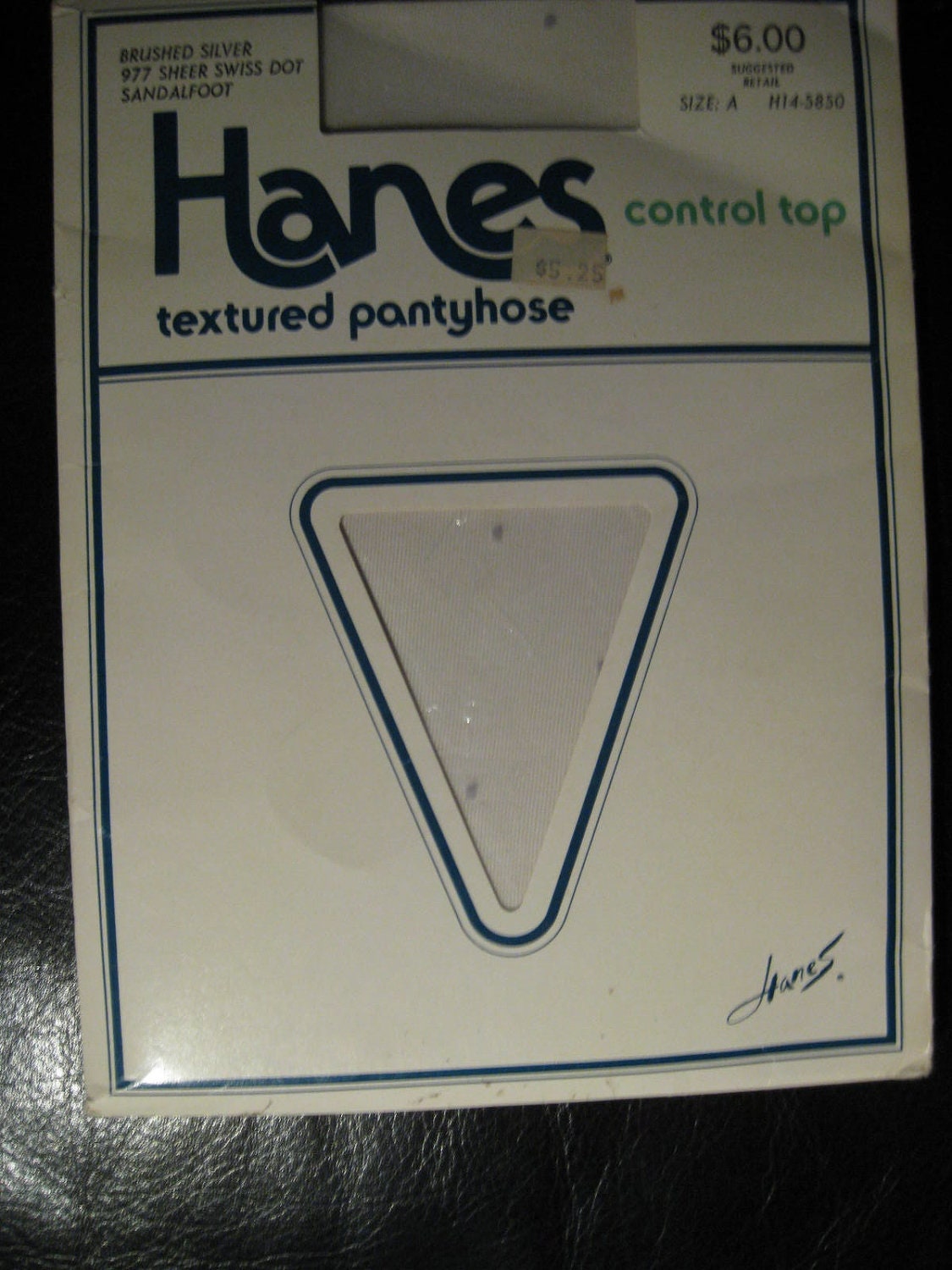 Vintage Hanes Textured Control Top Pantyhose Hose Silver Dot Sandalfoot Brushed Silver A