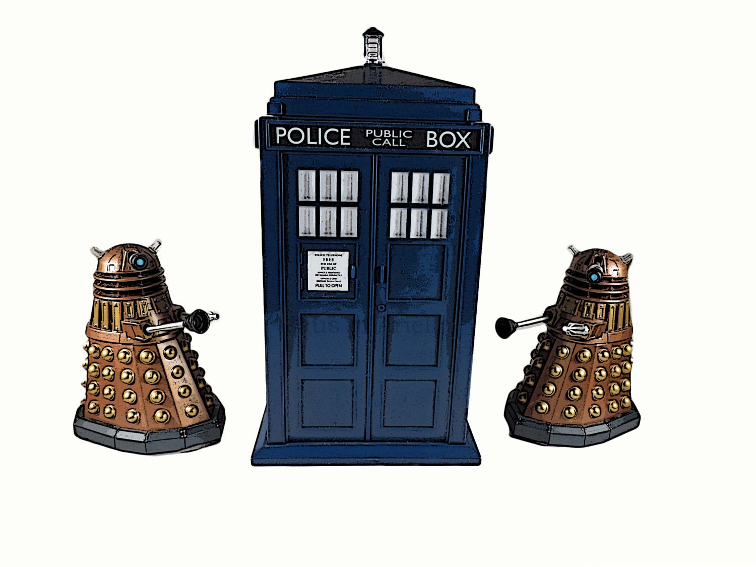 Tardis Print, Doctor Who Dalek Wall Art 8x10, Geeky Home Decor
