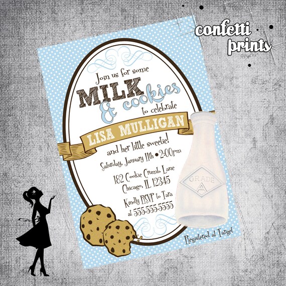 Baby Shower Invitation - MILK AND COOKIES Printable Il_570xn