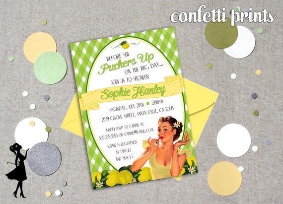 Retro Bridal Shower Invitation - PUCKER UP Printable Il_570xn