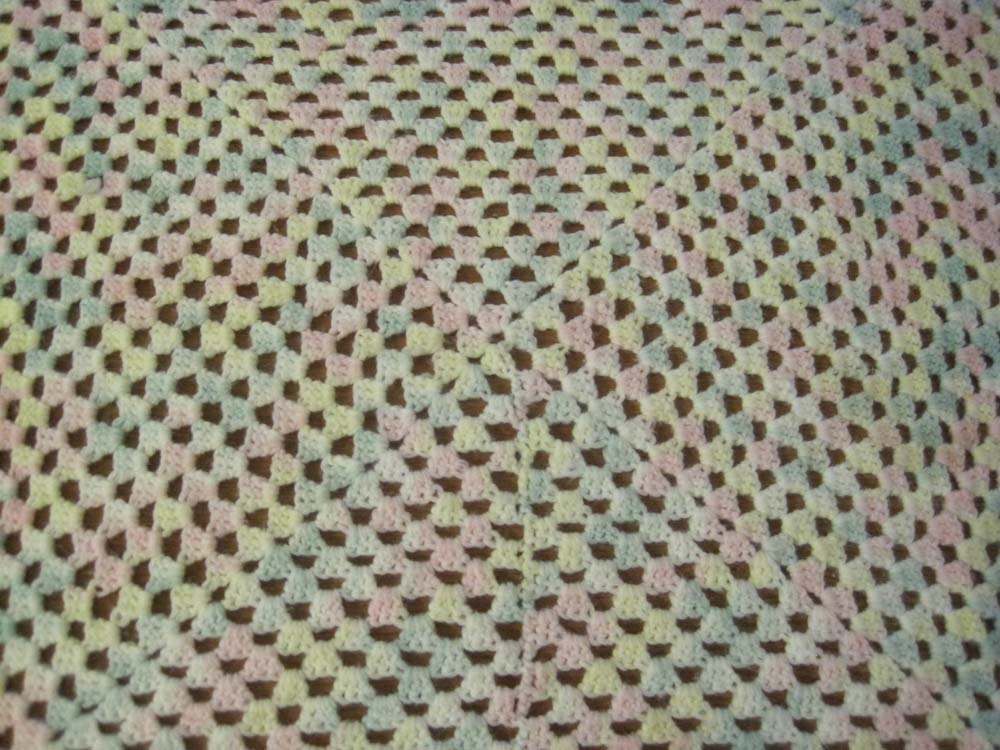 Multi-Color Baby Blanket - Pink Yellow White Blue - Crochet Afghan - FREE SHIPPING