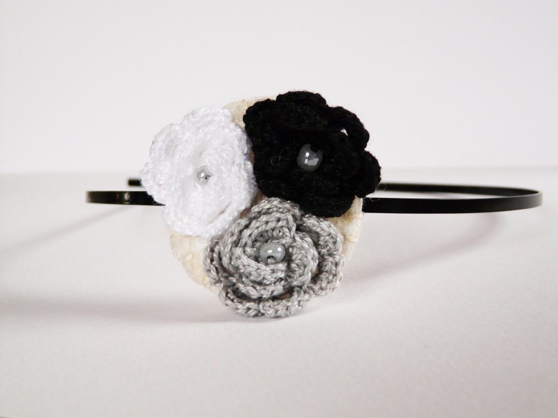 Crocheted rose hair headband Floral hair accessory