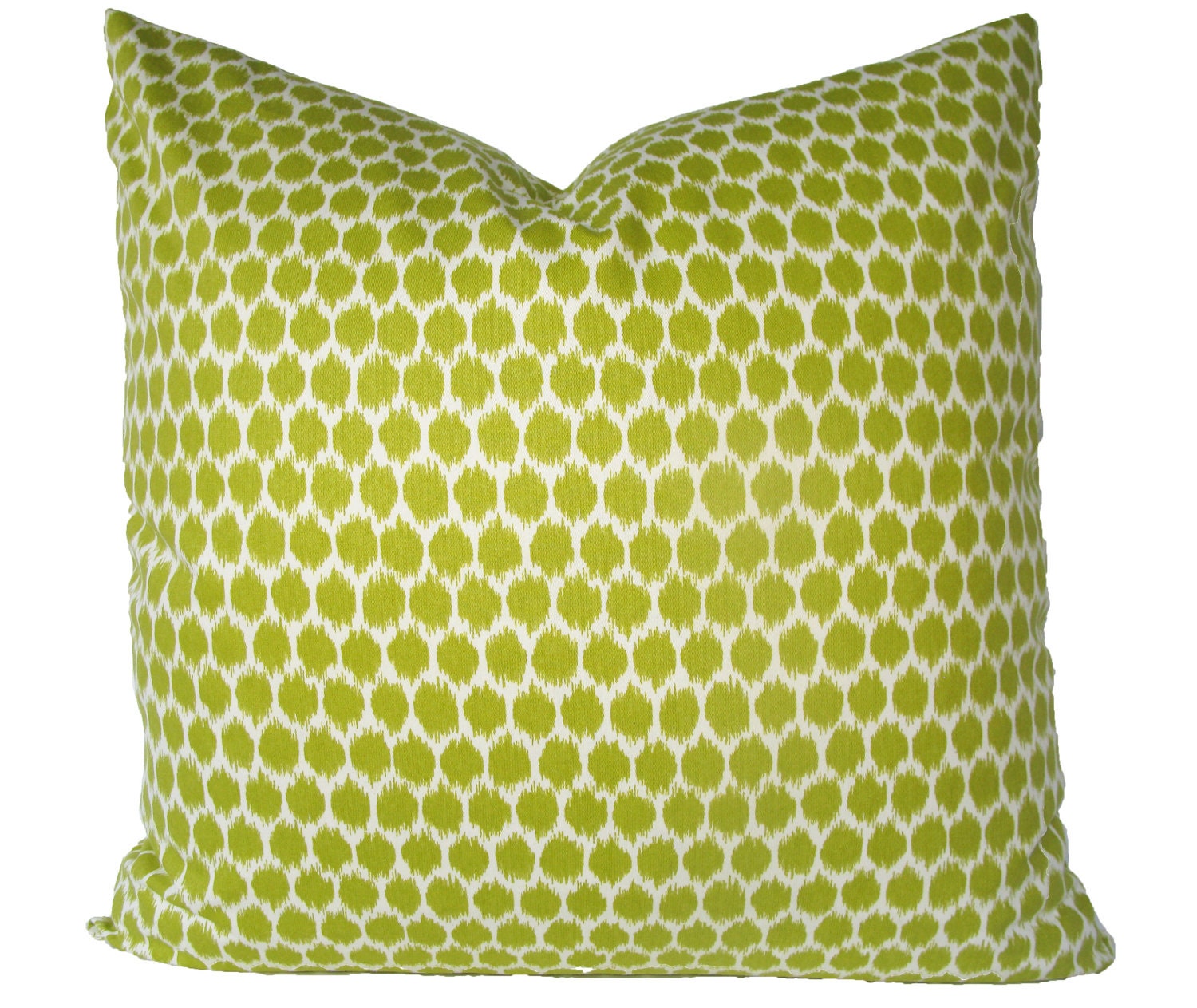 Decorative Designer Wasabi Green Dot Ikat Pillow Cover, 18x18, 20x20, 22x22, Throw Pillow