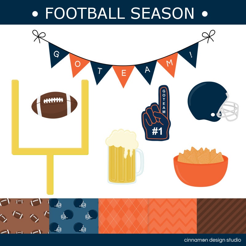 Football Season Clip Art and Digital Paper Set   Personal and    paper football beer commercial