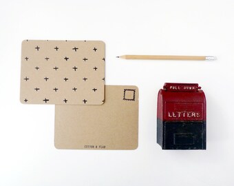 Plus Patterned Kraft Postcards - Set of 4