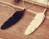 Large Feather necklace - Indie chic, long everyday necklace,