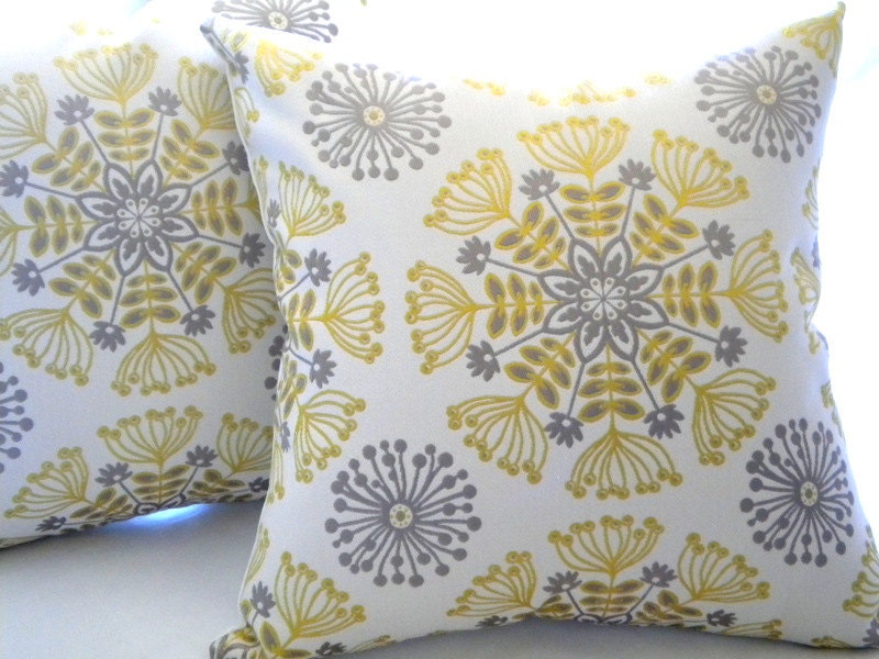Decorative pillow cover Yellow silver grey Throw by MicaBlue