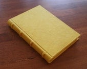 Kangaroo leather A5 Handmade Yellow/Gold custom leather Hand Bound Journal, Notebook, Sketchbook with Raised Cords