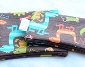 2 Snack Bag Set - Reusable - Zippered or Snap - Waterproof  - Lunch - Large - Small - Washable - Food Storage - Dino Dudes