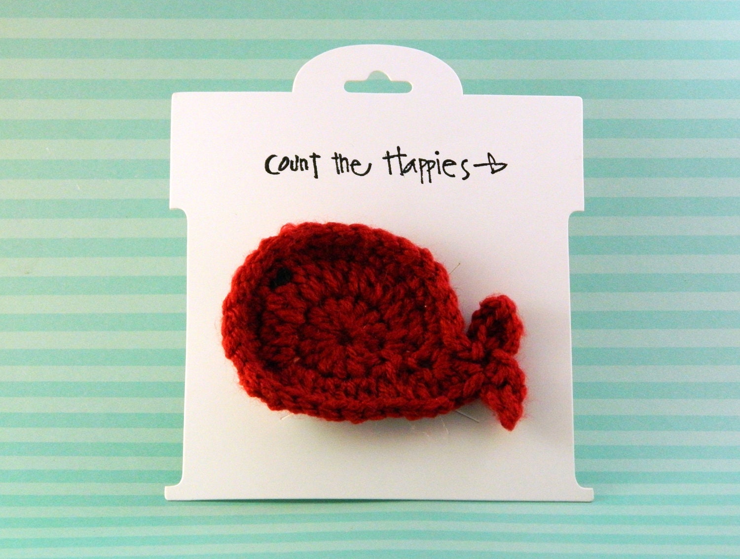 Crochet Whale Hair Clip in Deep Red