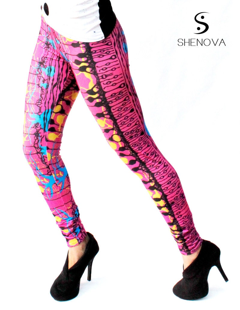 Neuroscience Hot Nerd Leggings Trippy Neuron Retina Print Science Geek Chic