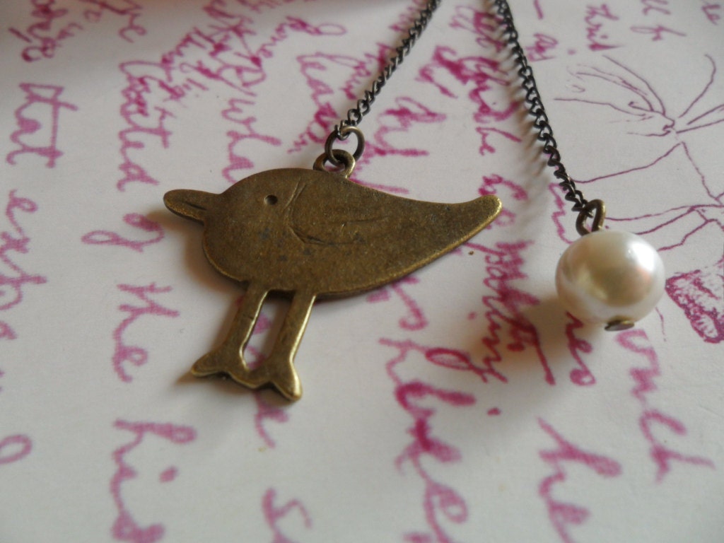 reading time - Chic Stray Bird Bookmark, Faux Pearl, alloy chain Book mark dangle charms, Vintage retro Style, bookworm gift