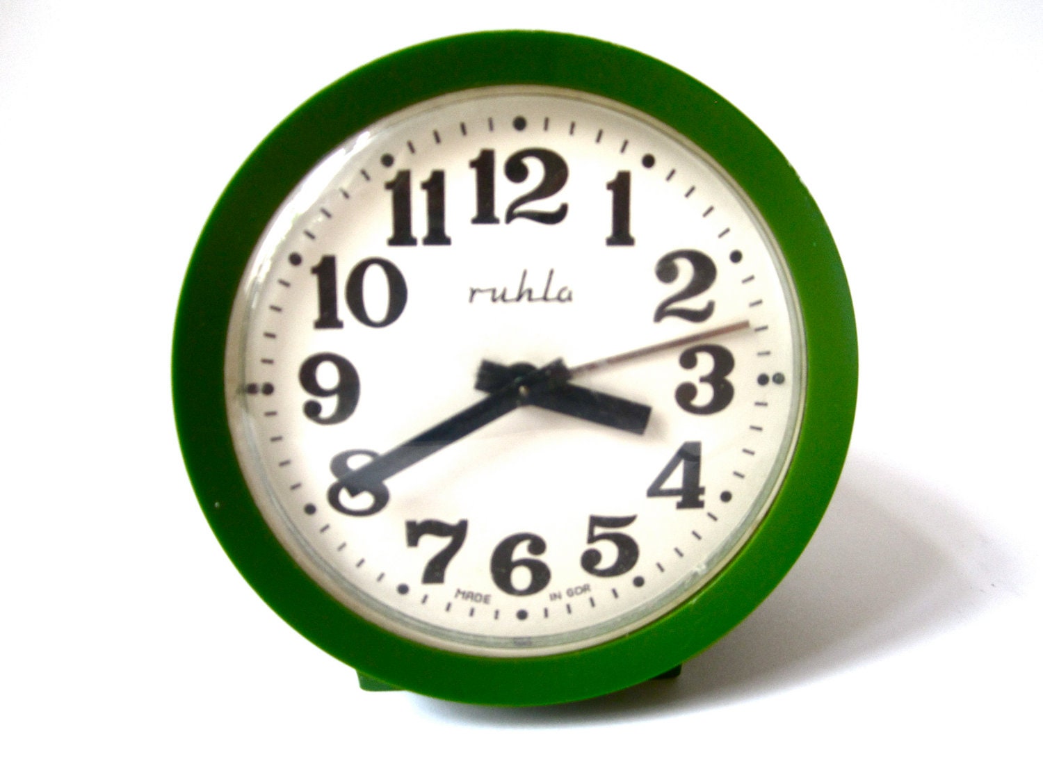 Collectible vintage green RUHLA alarm clock Made In GDR