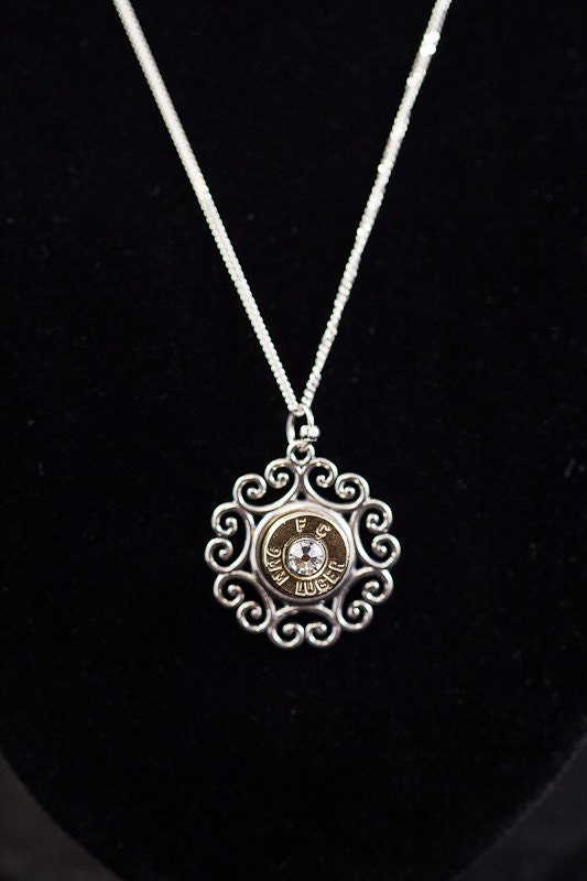 Sterling Silver Scrolling Filigree Bullet Necklace and Pendant-"Baby Cowgirl Classic"-Free Shipping