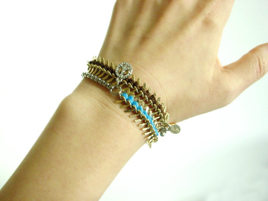 fishbone chain bracelet-Brown-Shipping with tracking