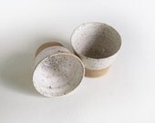 White Neutral Tumblers Stoneware Ceramic. Set of 2. Handmade. Wheel thrown Pottery. - GustavoAlonso