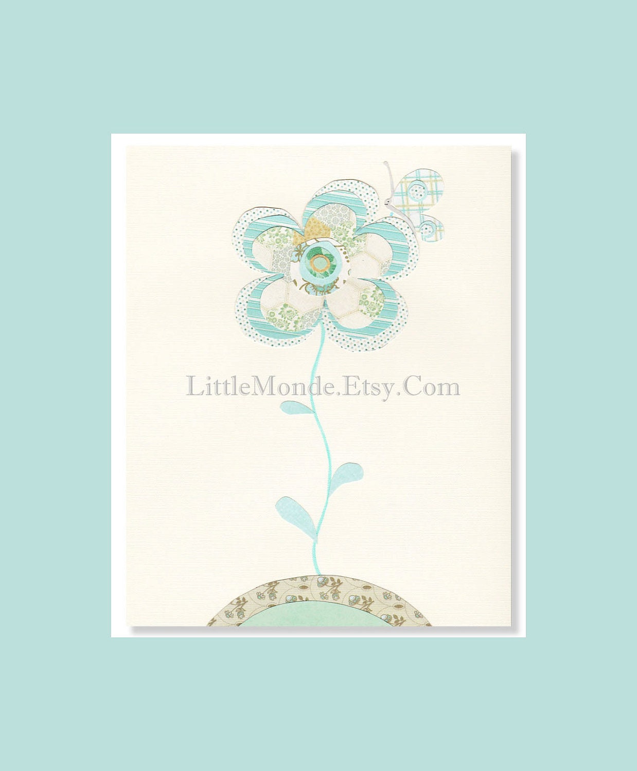 The Blue Flower, Personalized Nursery Art, 8x10" Nursery Print, Baby
