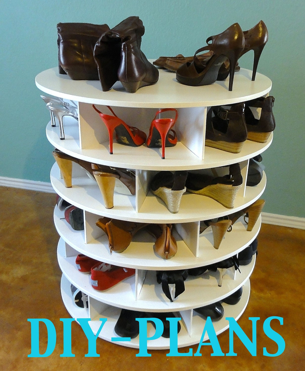 The DIY Lazy Shoe Zen Shoes Rack Plans/.pdf Lazy Susan shoe rack- shoe Organiser building pattern