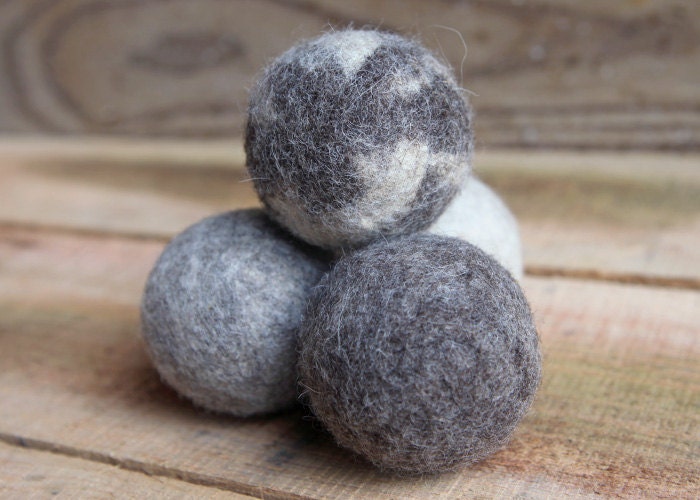 set of 4 organic felted wool dryer balls