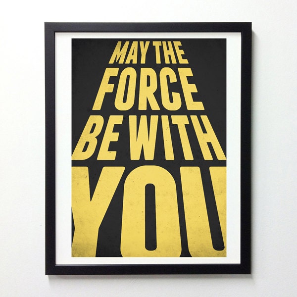 Star Wars typography poster - May the force be with you - Retro-style Nursery decor poster A3