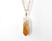 Citrine Abundance, Protection and Clarity Necklace - Reiki Infused - Nickel Free Rose Gold Colored 18" Chain